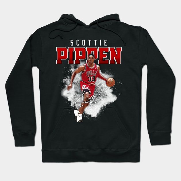 Scottie Pippen Basketball Legend Signature Vintage Retro 80s 90s Bootleg Rap Style Hoodie by CarDE